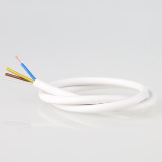 PVC Lampenkabel Elektro-Kabel Stromkabel Rundkabel wei&szlig; 3-adrig, 3Gx0,75mm&sup2; mit integriertem Stahlseil als Zugentlastung