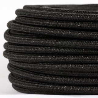 Textilkabel Stoffkabel schwarz metallic 3-adrig 3x0,75 Gummischlauchleitung 3G 0,75 H03VV-F textilummantelt