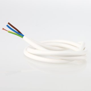 PVC Lampenkabel Elektro-Kabel Stromkabel Rundkabel weiss 3-adrig, 3x0,75mm&sup2; H03 VV-F