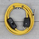 Textilkabel Anschlussleitung 2-5m gelb mit Schalter und...