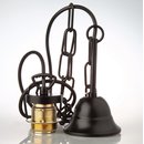 E27 Lampen Kettenpendel schwarz 1m lang mit Metall Baldachin Tulpenform