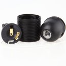 E27 Lampenfassung Kunststoff schwarz mit Zugschalter und Au&szlig;engewinde
